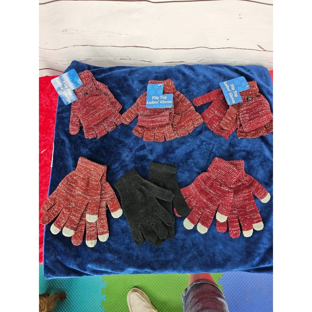 Flip Top Ladies’ Gloves Set of‎ 6 Red Black
